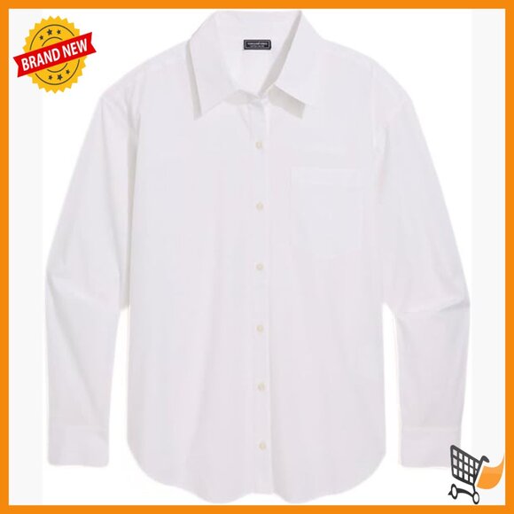Tops - Relaxed Fit Cotton Button Down Shirt Long Sleeve Collared Blouse
